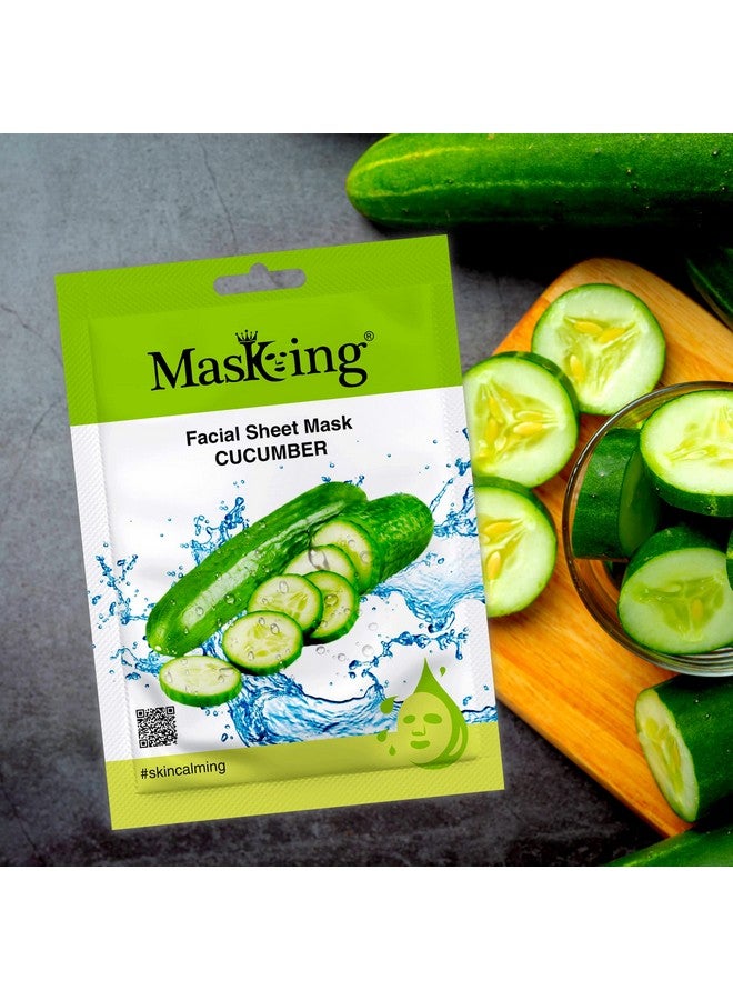 Masking cucumber and glow Facial sheet mask for Glowing skin and hydrating, ideal for men and women pack of 2 - Image 2