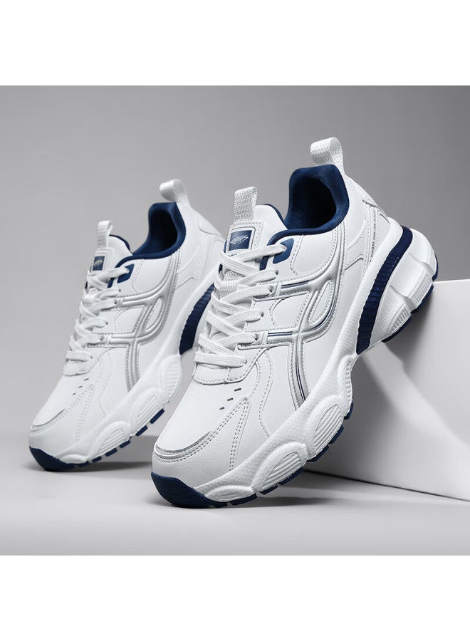 BANGTE Bont Men's Dad Shoes Thick Sole Height Increasing Non-slip Wear-resistant Casual Sports Running Shoes Silver Blue 38 - Image 3
