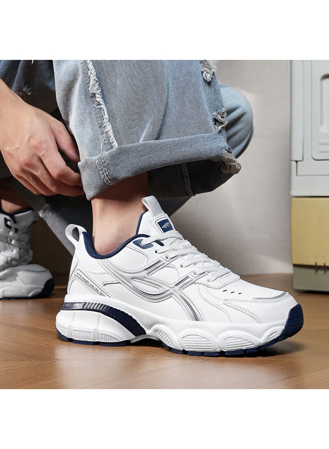 BANGTE Bont Men's Dad Shoes Thick Sole Height Increasing Non-slip Wear-resistant Casual Sports Running Shoes Silver Blue 38 - Image 2
