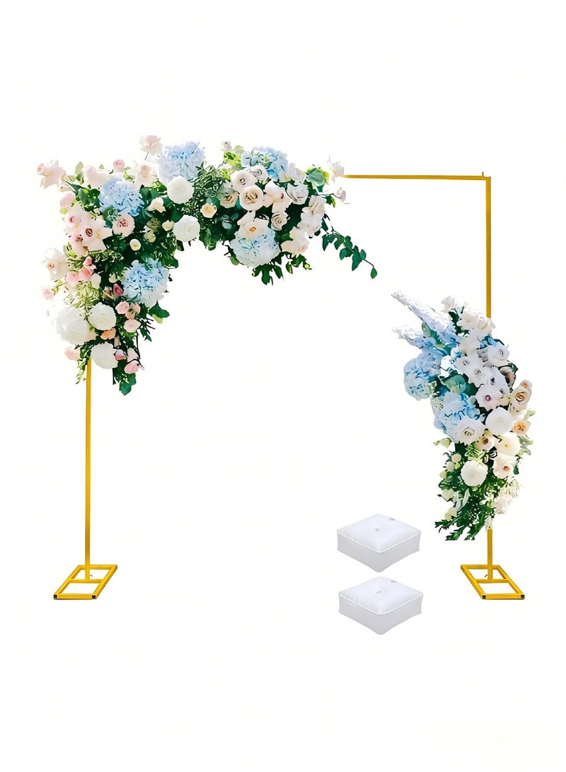 AiheArron 2M*2M Square Balloon Arch Kit Metal Arch Decoration Wedding Backdrop Stand with 2 Metal Base,Indoor Outdoor Frame Golden Party Decor Stand for Birthday Anniversary Bridal Graduation (Golden) - Image 1