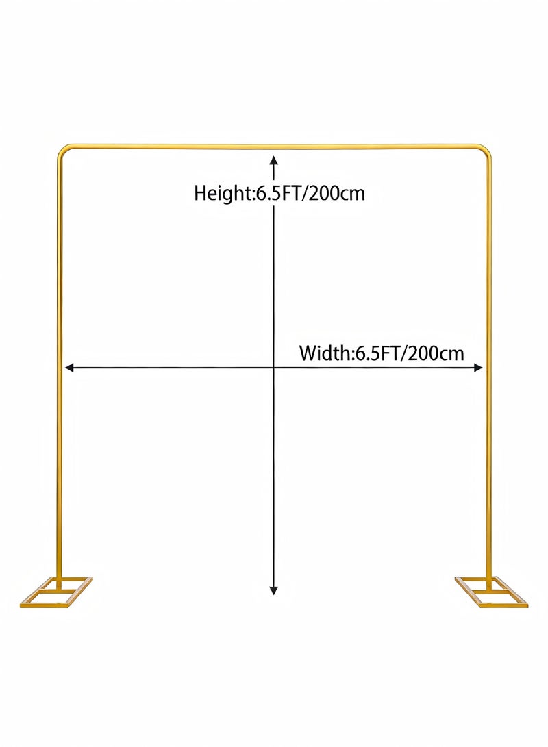 AiheArron 2M*2M Square Balloon Arch Kit Metal Arch Decoration Wedding Backdrop Stand with 2 Metal Base,Indoor Outdoor Frame Golden Party Decor Stand for Birthday Anniversary Bridal Graduation (Golden) - Image 2
