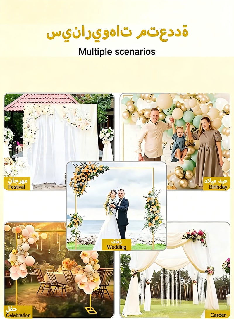 AiheArron 2M*2M Square Balloon Arch Kit Metal Arch Decoration Wedding Backdrop Stand with 2 Metal Base,Indoor Outdoor Frame Golden Party Decor Stand for Birthday Anniversary Bridal Graduation (Golden) - Image 4