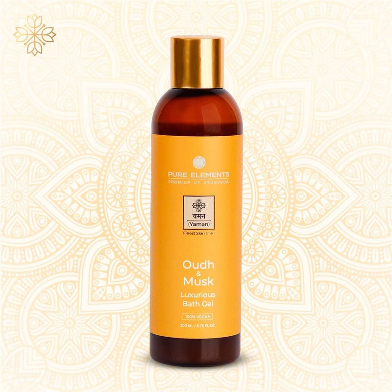 PURE ELEMENTS Udh Musk Bath Shower Gel A Luxurious Body Wash For Women Men Paraben Free Formula 100 Vegan 200 ML - Image 1