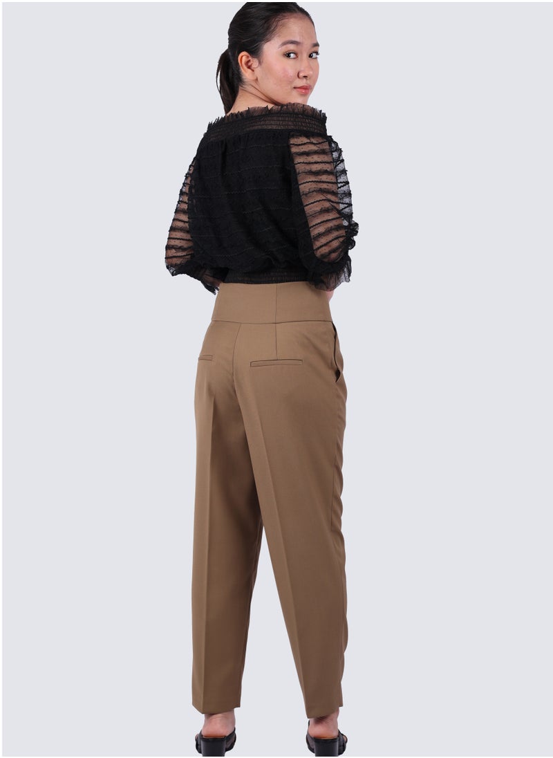 VERO MODA - Women's Front Pleated Carrot Pant in Elm - Image 1