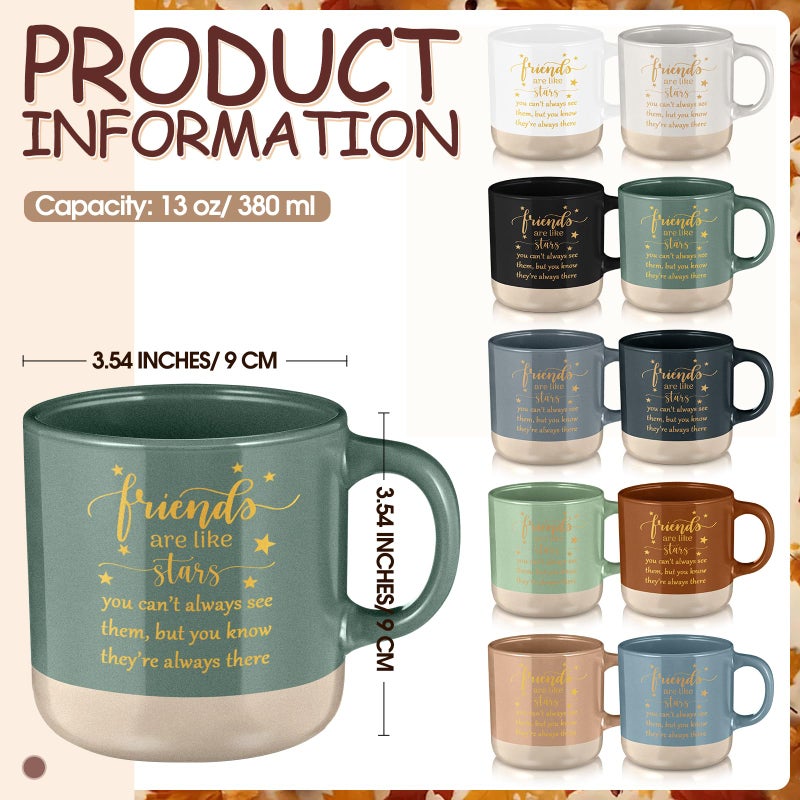 Mimorou 10 Pcs Friendship Gifts for Women Men Ceramic Friends Mugs Friendship Cups Bulk 13oz Friends Are Like Stars Coffee Mug for Coworker Sisterhood Sister Besties Graduation Birthday Party - Image 2