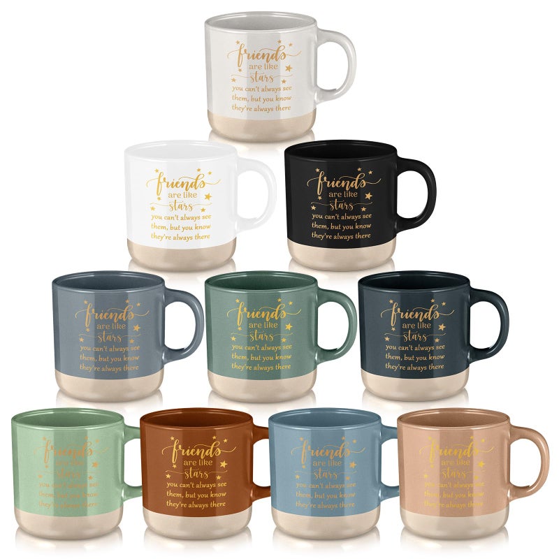 Mimorou 10 Pcs Friendship Gifts for Women Men Ceramic Friends Mugs Friendship Cups Bulk 13oz Friends Are Like Stars Coffee Mug for Coworker Sisterhood Sister Besties Graduation Birthday Party - Image 1