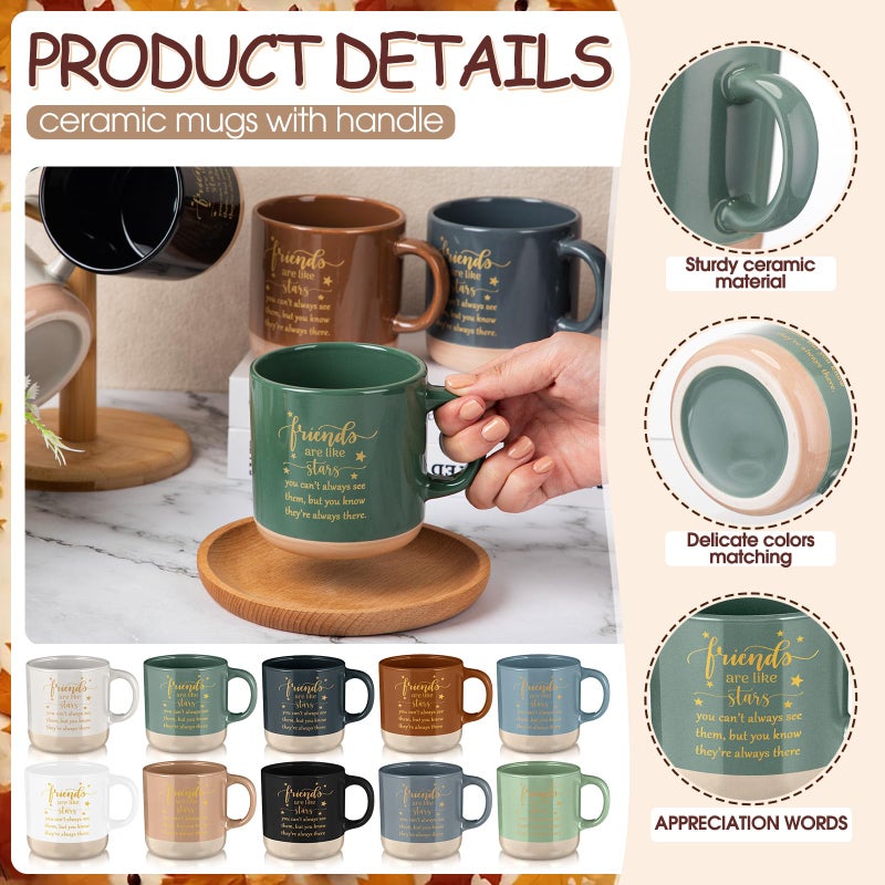 Mimorou 10 Pcs Friendship Gifts for Women Men Ceramic Friends Mugs Friendship Cups Bulk 13oz Friends Are Like Stars Coffee Mug for Coworker Sisterhood Sister Besties Graduation Birthday Party - Image 3
