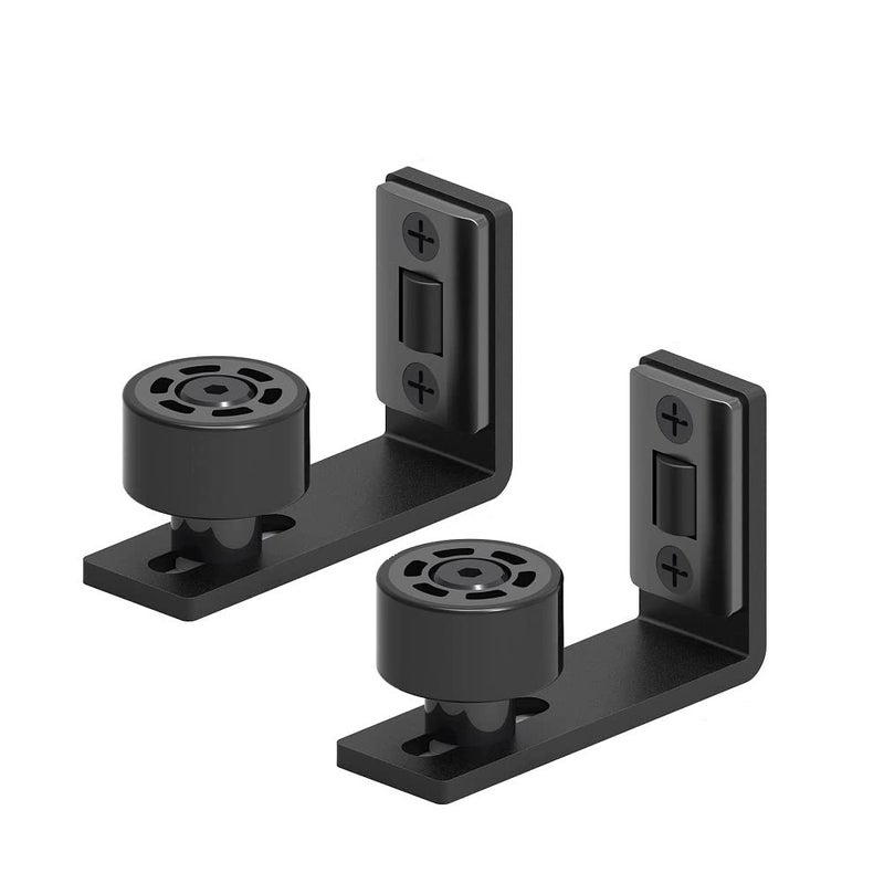 CCJH Sliding Barn Door Floor Guide Adjustable Wall Mount Flush Bottom Door Guides (2, Black) - Image 1