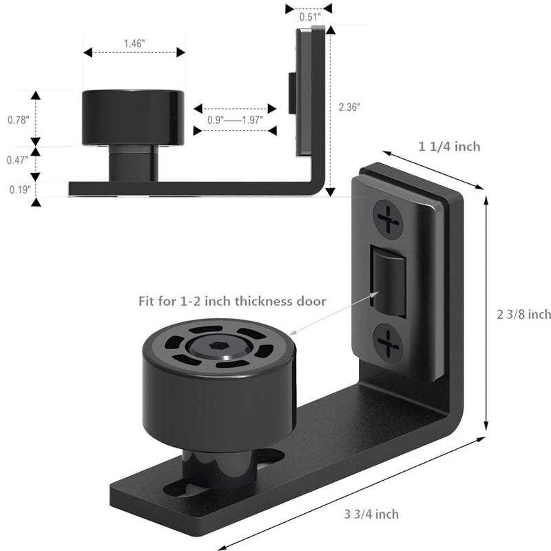 CCJH Sliding Barn Door Floor Guide Adjustable Wall Mount Flush Bottom Door Guides (2, Black) - Image 5