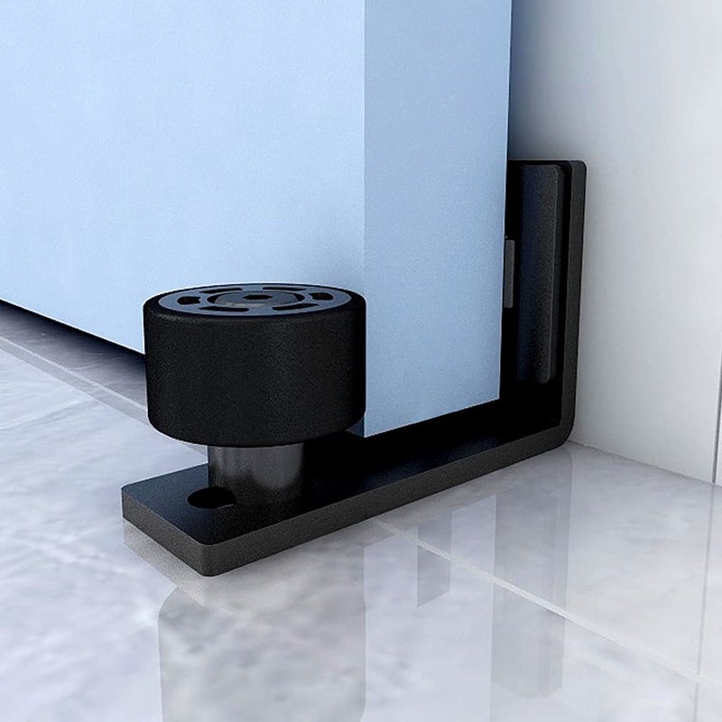 CCJH Sliding Barn Door Floor Guide Adjustable Wall Mount Flush Bottom Door Guides (2, Black) - Image 3