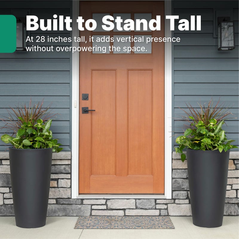 Step2 Tremont Tall Round Tapered Planter, 28" Tall, Indoor/Outdoor Plants, Efficient Drainage, Durable Resin, Onyx Black - Image 4
