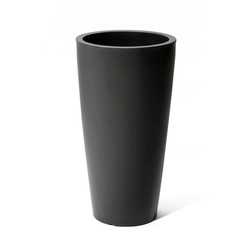 Step2 Tremont Tall Round Tapered Planter, 28" Tall, Indoor/Outdoor Plants, Efficient Drainage, Durable Resin, Onyx Black - Image 1