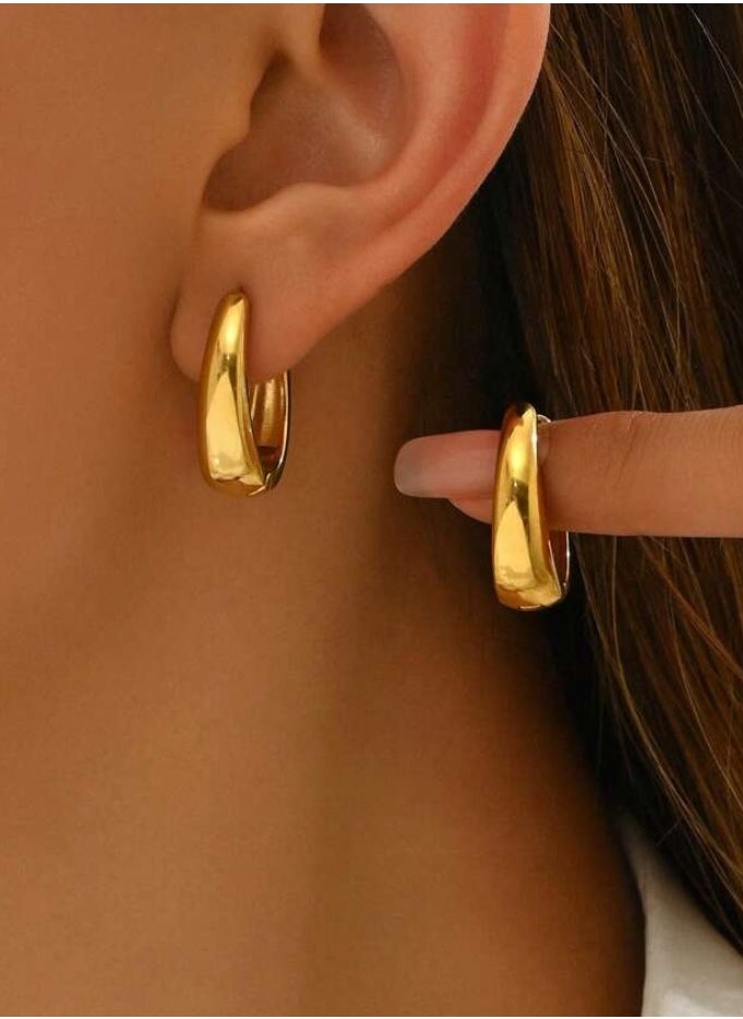 JewelryPalace - 18k Gold Plated Stainless Hoops Steel Earrings For Women - Image 1