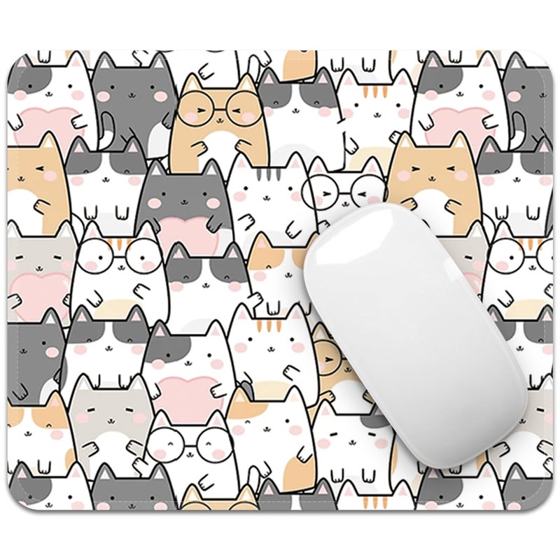 FROGIGO Square Mouse Pad with Stitched Edge, Premium Mousepad Washable Cloth. Computer Mouse Pad with Non-Slip Rubber Base, Mouse Pads for Computers Laptop Mouse 9.25x7.75x0.12 inch-Lucky Cat - Image 2