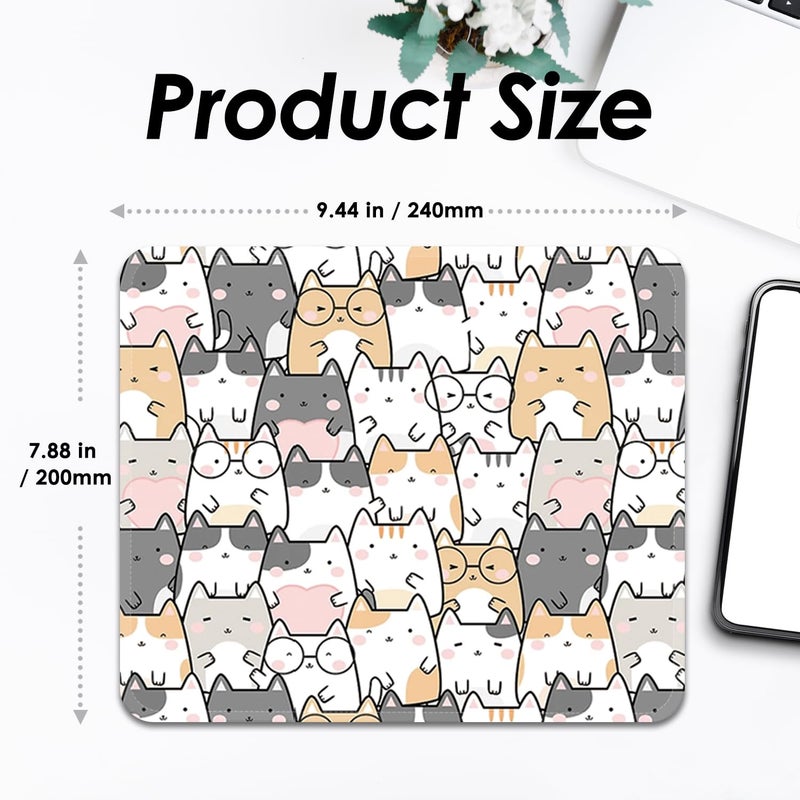 FROGIGO Square Mouse Pad with Stitched Edge, Premium Mousepad Washable Cloth. Computer Mouse Pad with Non-Slip Rubber Base, Mouse Pads for Computers Laptop Mouse 9.25x7.75x0.12 inch-Lucky Cat - Image 3