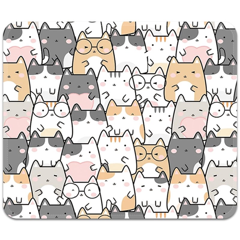 FROGIGO Square Mouse Pad with Stitched Edge, Premium Mousepad Washable Cloth. Computer Mouse Pad with Non-Slip Rubber Base, Mouse Pads for Computers Laptop Mouse 9.25x7.75x0.12 inch-Lucky Cat - Image 1