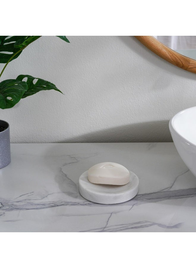 Pan Home Elegance Marble Soap Dish Dia12.7x2.5cm - White - Image 1