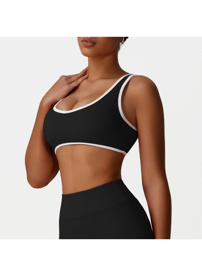 Yoga Wear Sports Bra European And American Contrast Color Push-up Bra Fitness Sports Shockproof High-elastic Top Vest