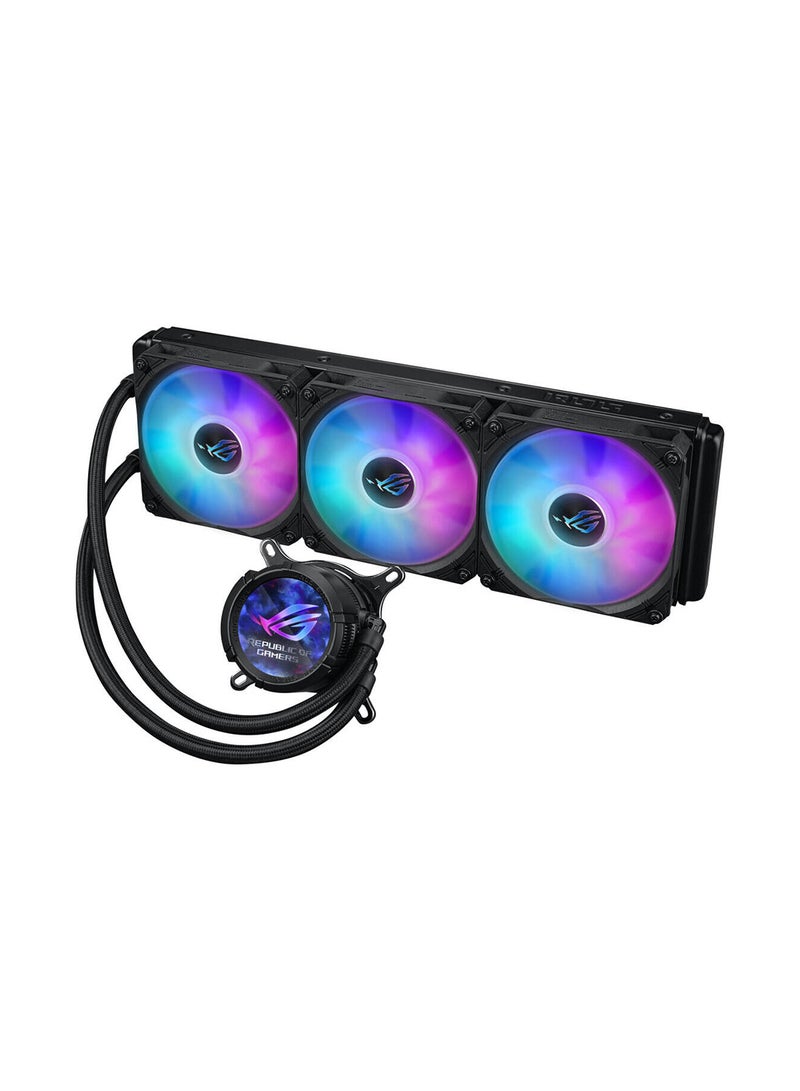 ASUS ROG Strix LC III 360 ARGB LCD CPU Liquid Cooling, 360mm Radiator, 3x ROG STRIX AF-12S ARGB 120mm Fans, 2200 RPM Fan Speed, 70.38 CFM Air Flow, 360° Rotating ROG Logo, 90RC00W1-M0UAY0 Black - Image 2