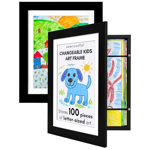 Americanflat 10x12.5 Kids Artwork Picture Frame in Black - Displays 8.5x11 With Mat and 10x12.5 Without Mat - Composite Wood with Shatter Resistant Glass - Horizontal and Vertical Formats - Pack of 2 - Image 1