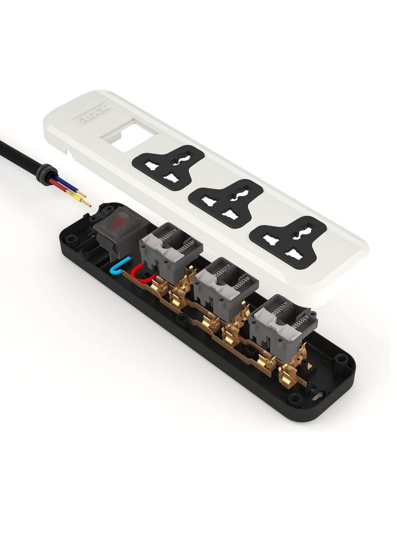 آي لوك مشترك كهربائي اي لوك بملائمة عالمية، يحتوي علي 3 منافذ، مع مفتاح 16 امبير (ابيض) - Image 4