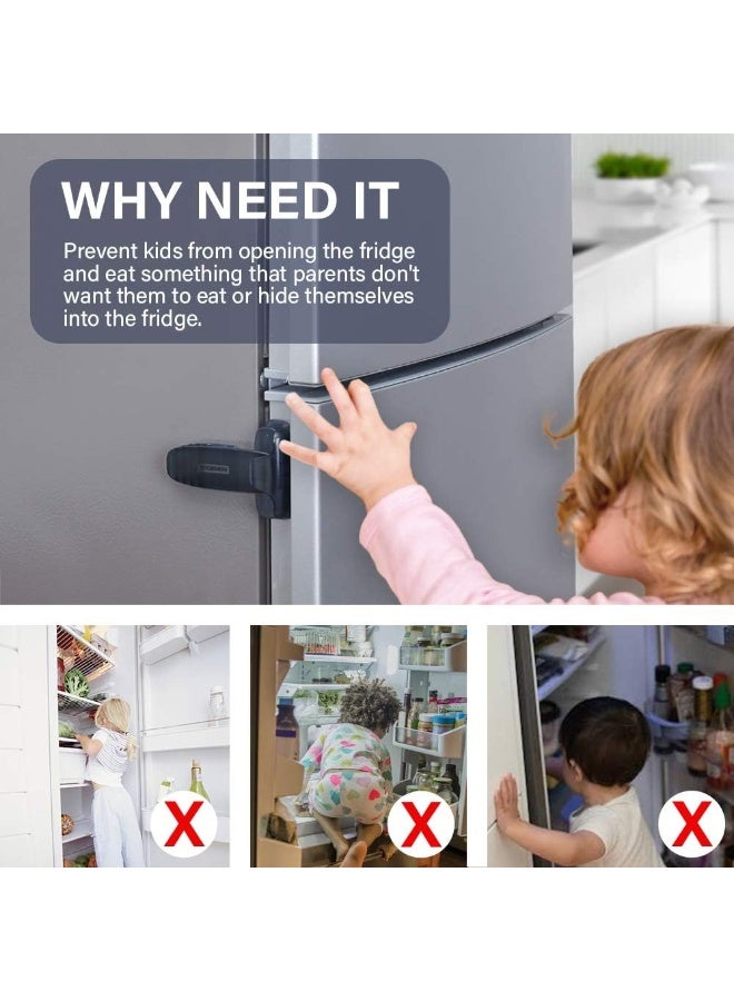 EUDEMON Home Refrigerator Fridge Freezer Door Lock Latch Catch Toddler Kids Child Baby Safety Lock Easy to Install no Tools Need or Drill (Greyï¼Œ1 Pack) - Image 2