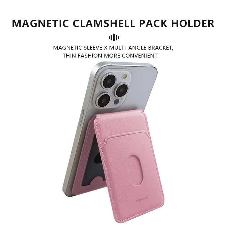 ClickCase Minimalist iPhone Wallet with Stand, Magnetic Closure Wallet for iPhone 17/16/15/14/13/12 Series, Card Holder, MagSafe Accessories, Vegan Leather (Rose Gold) - Image 4