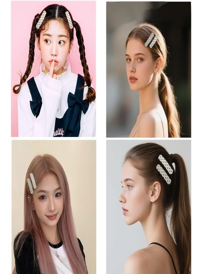 Sdopbinbin 2Pcs Fabric Square Hair Clips Small Side Hair Clip for Women Girls Black And White Polka Dot Hair Clip Barrette Cute Snap Hair Clips Summer Hair Accessories for Women Halloween Hair Barrettes Set of 2 - Image 5
