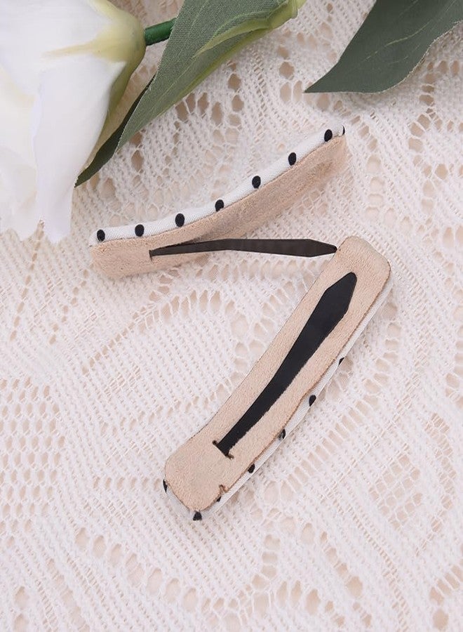 Sdopbinbin 2Pcs Fabric Square Hair Clips Small Side Hair Clip for Women Girls Black And White Polka Dot Hair Clip Barrette Cute Snap Hair Clips Summer Hair Accessories for Women Halloween Hair Barrettes Set of 2 - Image 4
