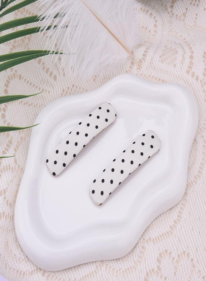 Sdopbinbin 2Pcs Fabric Square Hair Clips Small Side Hair Clip for Women Girls Black And White Polka Dot Hair Clip Barrette Cute Snap Hair Clips Summer Hair Accessories for Women Halloween Hair Barrettes Set of 2 - Image 3