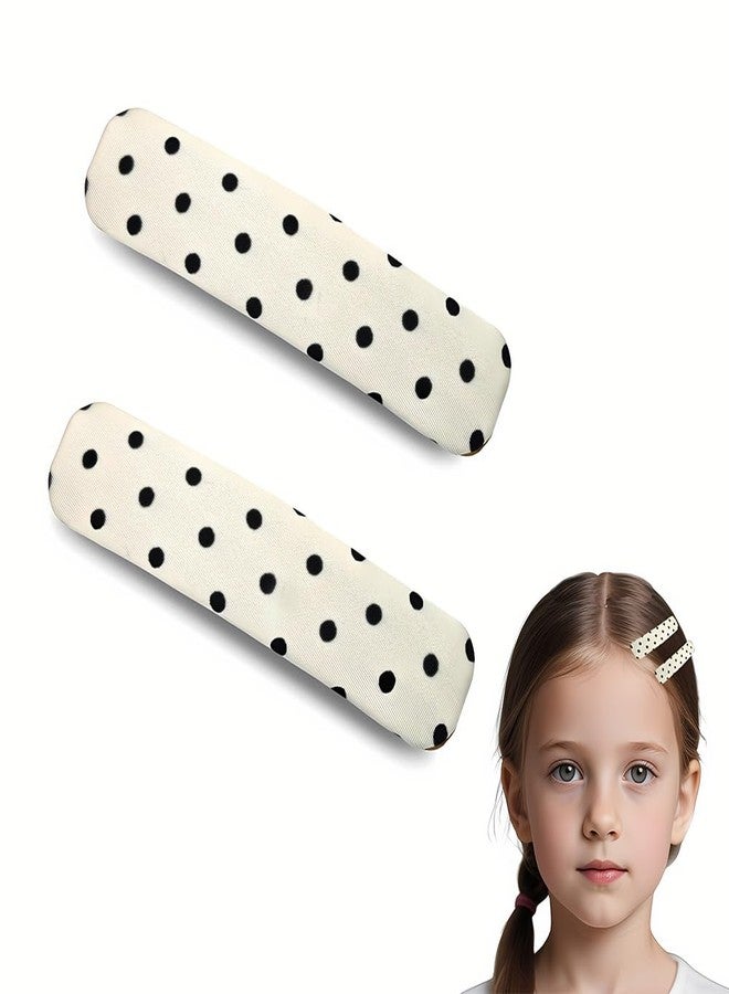 Sdopbinbin 2Pcs Fabric Square Hair Clips Small Side Hair Clip for Women Girls Black And White Polka Dot Hair Clip Barrette Cute Snap Hair Clips Summer Hair Accessories for Women Halloween Hair Barrettes Set of 2 - Image 1