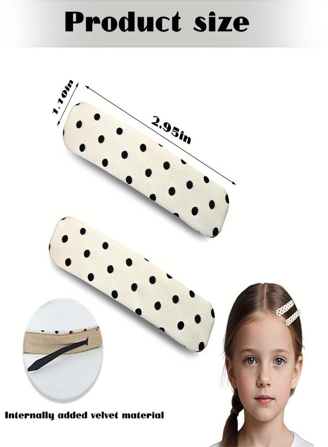 Sdopbinbin 2Pcs Fabric Square Hair Clips Small Side Hair Clip for Women Girls Black And White Polka Dot Hair Clip Barrette Cute Snap Hair Clips Summer Hair Accessories for Women Halloween Hair Barrettes Set of 2 - Image 2