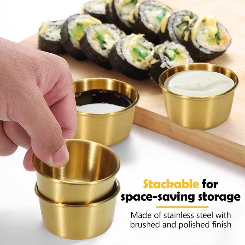 Huakaile 18 Pcs 2 oz Stainless Steel Dipping Sauce Cup Mini Dip Bowls Reusable Metal Condiment Cups Ramekins Containers for Ketchup Dressing Home Party Restaurant Kitchen 18PCS Gold - Image 5
