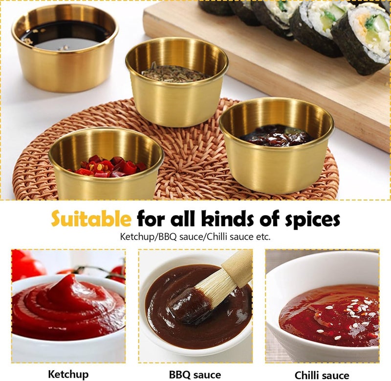 Huakaile 18 Pcs 2 oz Stainless Steel Dipping Sauce Cup Mini Dip Bowls Reusable Metal Condiment Cups Ramekins Containers for Ketchup Dressing Home Party Restaurant Kitchen 18PCS Gold - Image 4