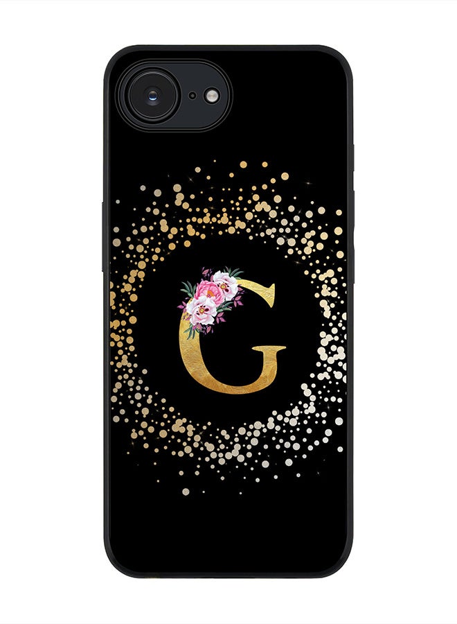 Stylizedd For Apple iPhone 16e Case,Slim fit Camera Protection, Shockproof Thin Phone cover  - Custom Monogram Floral - G ( Black ) - Image 1