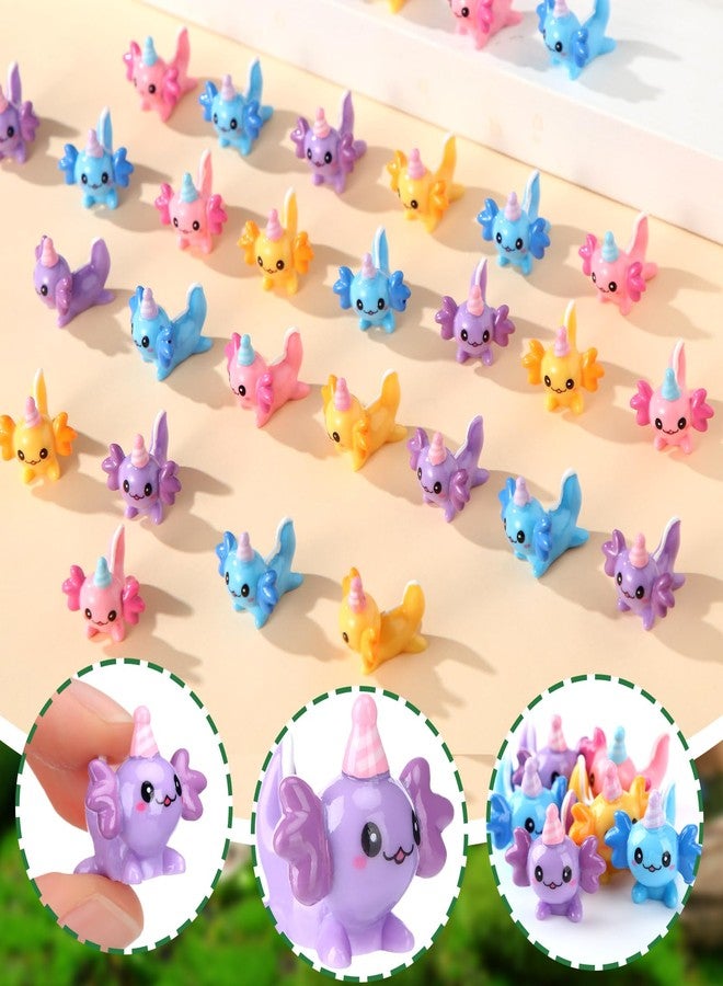 Janmercy 60 Pcs Mini Birthday Axolotl Resin Figures Miniature Axolotl Charm Tiny Animal Figures for DIY Garden Dollhouse Birthday Party Decoration Aquarium - Image 5