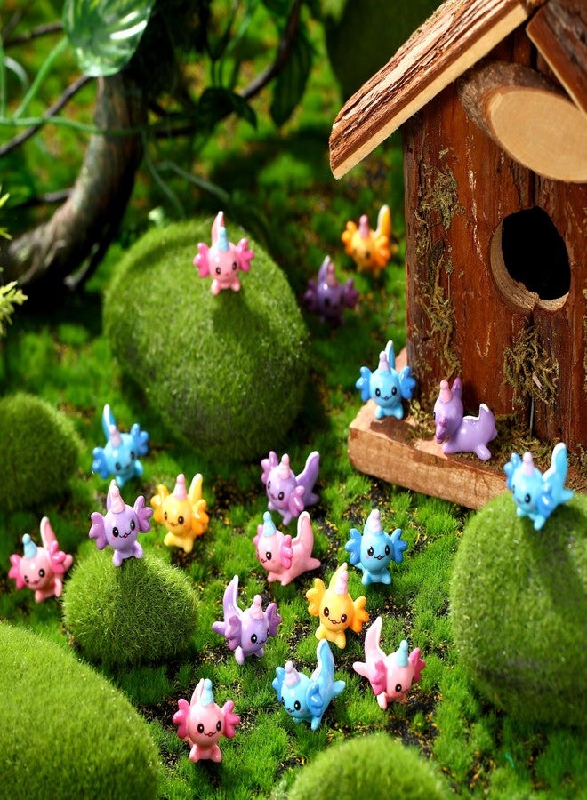 Janmercy 60 Pcs Mini Birthday Axolotl Resin Figures Miniature Axolotl Charm Tiny Animal Figures for DIY Garden Dollhouse Birthday Party Decoration Aquarium - Image 2