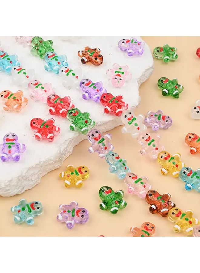 Color 2 Glass  Beads with Smiling Faces for DIY Jewelry and Festive Decorations - Image 2