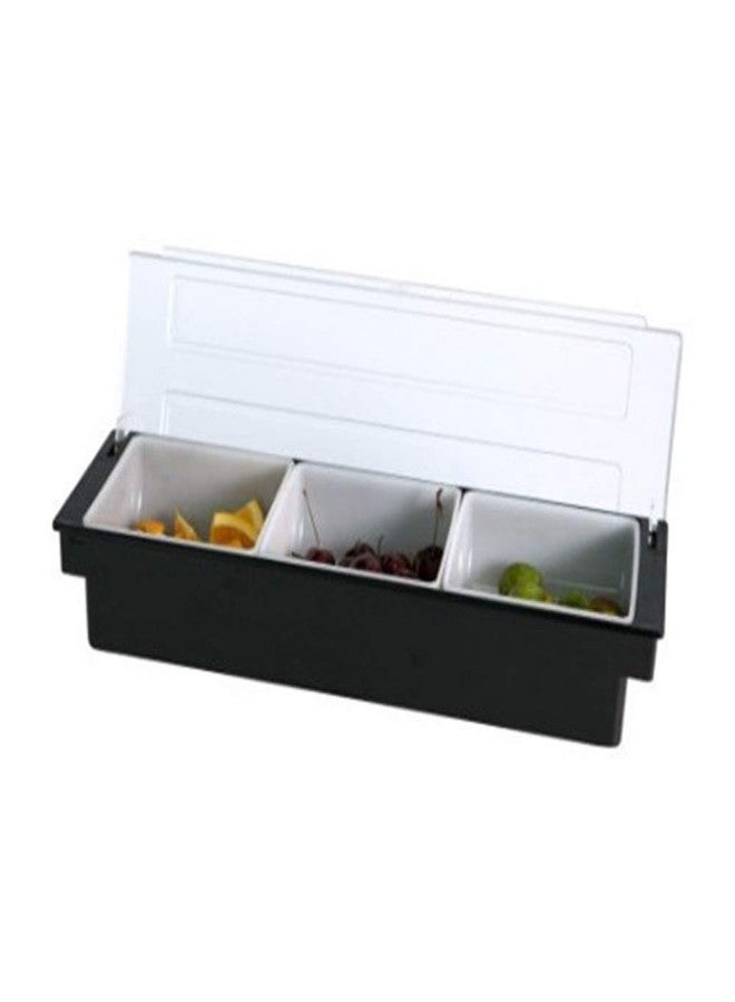 FEOOWV Fruit Veggie Condiment Caddy with Lid, 3 Compartment Plastic Dispenser Tray for Catering Dips Toppings, Serving Taco, Ice Cream, Fruit, & Salad Bar Garnish Organizer for Restaurant Supplies - Image 4