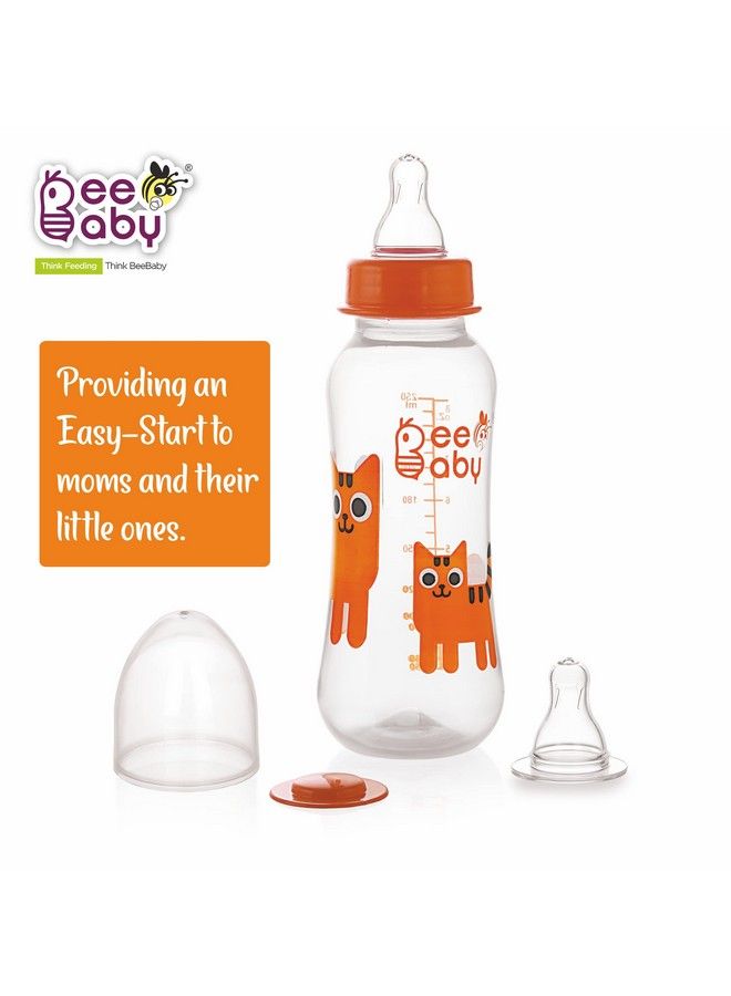 Beebaby Easy Start Slim Neck Baby Feeding Bottle With 4 Anti Colic Gentle Touch Silicone Nipples For New Born ; Infant ; Babies 100% Bpa Free. (250 Ml Orange 1) - Image 4
