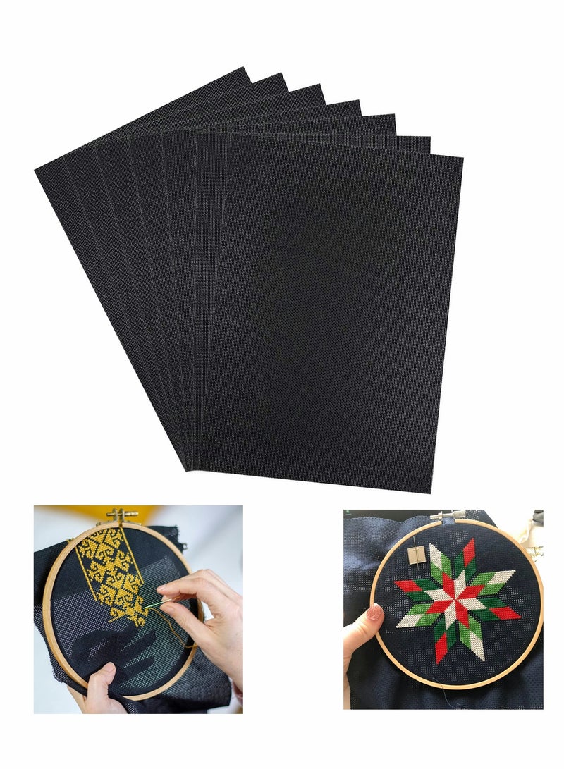 Excefore Cross Stitch Aida Cloth Embroidery Cloth Cross-Stitch Fabric 14 Count Black Aida Easy to use Cross-Stitch Embroidery Patterns Pictures 12 by 18-Inch 6 Pcs - Image 1