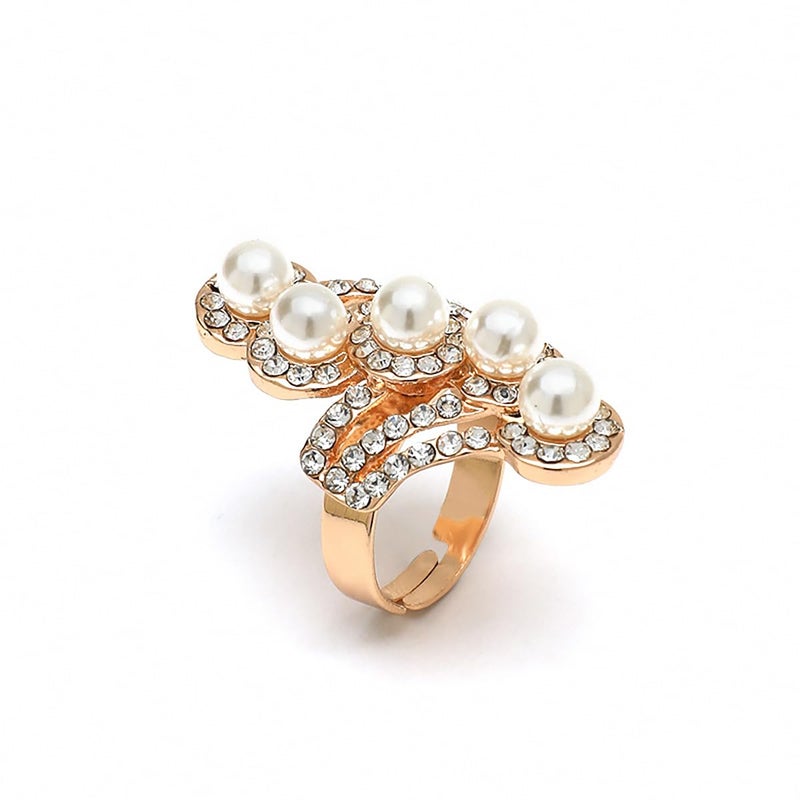 kepvrio Pearl Ring for Women Promise Stacking Pearl Rings Adjustable Open Pearls Finger Ring Trendy Personality Christmas Pearls Jewerly Prom Dress Jewerly (Style-H) - Image 3