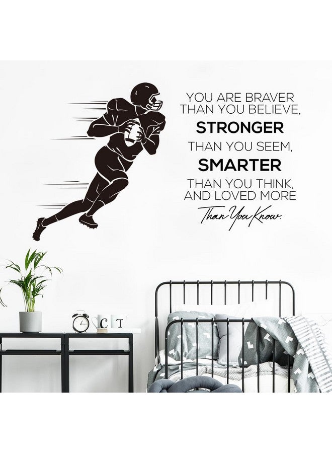 WOYINIS Football Wall Decals Inspirational Quotes Wall Stickers Vinyl Sport Wall Decal Art Peel and Stick Living Room Kids Bedroom Home Decor - You are Brave, You are Smarter, You are Stronger - Image 1