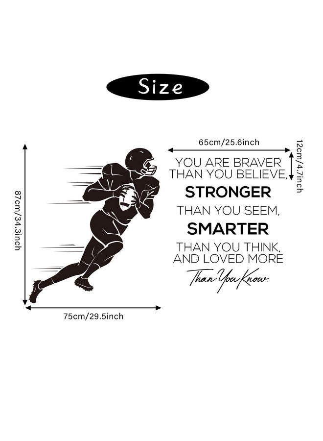 WOYINIS Football Wall Decals Inspirational Quotes Wall Stickers Vinyl Sport Wall Decal Art Peel and Stick Living Room Kids Bedroom Home Decor - You are Brave, You are Smarter, You are Stronger - Image 3