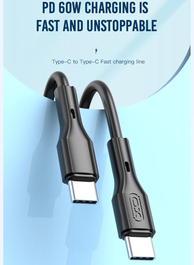 XO NBQ231B Rock Series Type-c to TYPE-C 60W Data Cable - Image 1