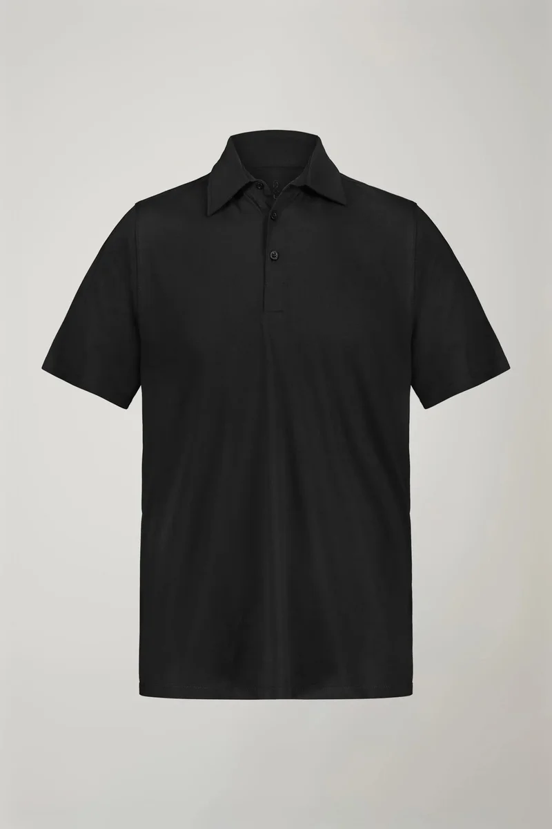 Doppelganger Black Men's polo shirt short sleeves 100% supima cotton regular fit - Black for Men | Best Price UAE