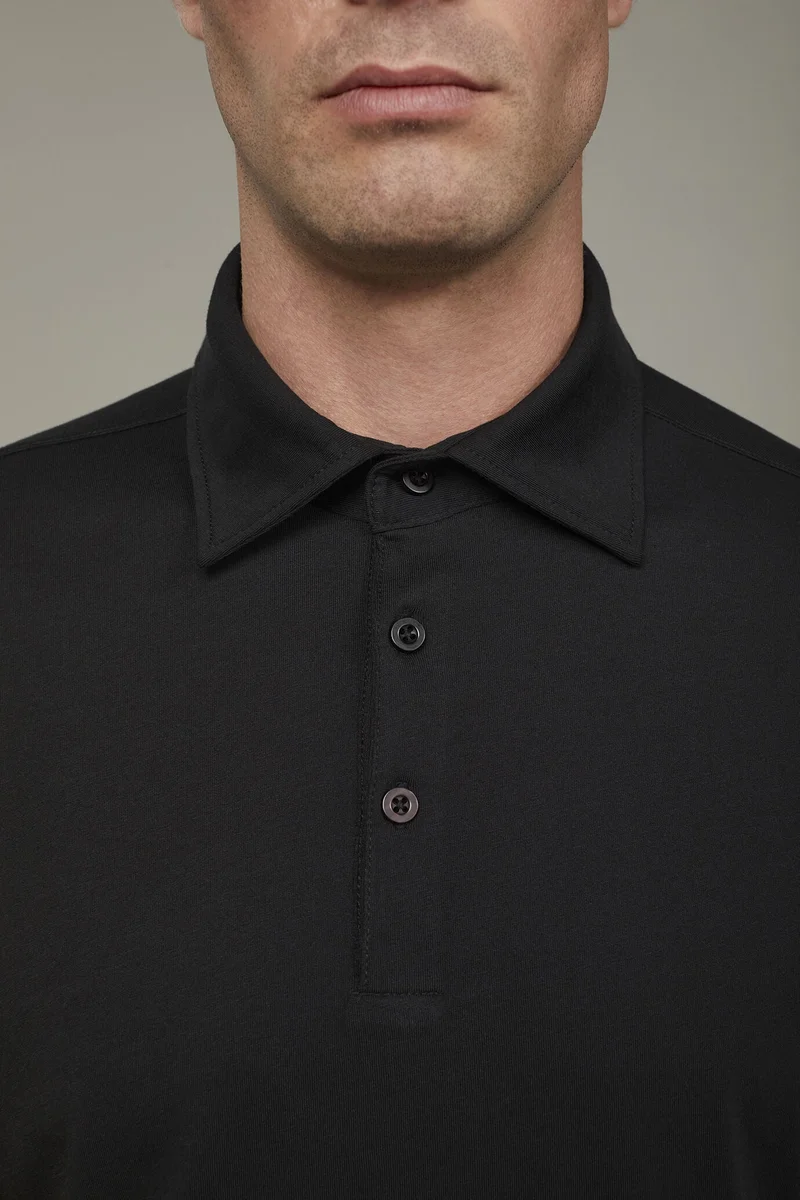 Doppelganger Black Men's polo shirt short sleeves 100% supima cotton regular fit - Black for Men | Best Price UAE