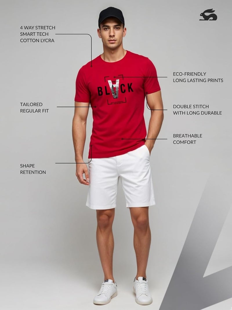 ADRO Men's Regular Fit T-Shirt - Bold Block Vision BLVCK Design in Red - Image 3