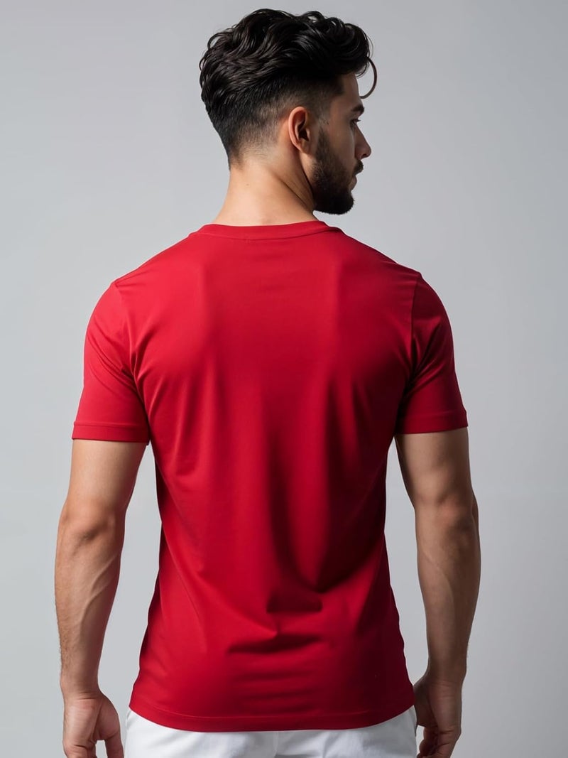 ADRO Men's Regular Fit T-Shirt - Bold Block Vision BLVCK Design in Red - Image 4