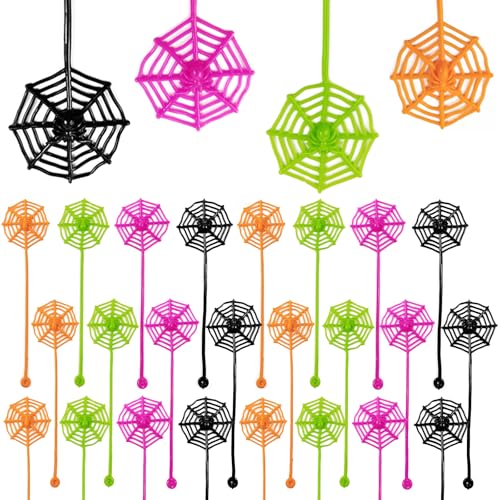 ROYHOO 40PCS 79 inches Sticky Spider Web Party Favors Pack Halloween Party Favors Gifts For Birthday Goodie Bag Classroom Prizes 4 colors - Image 1